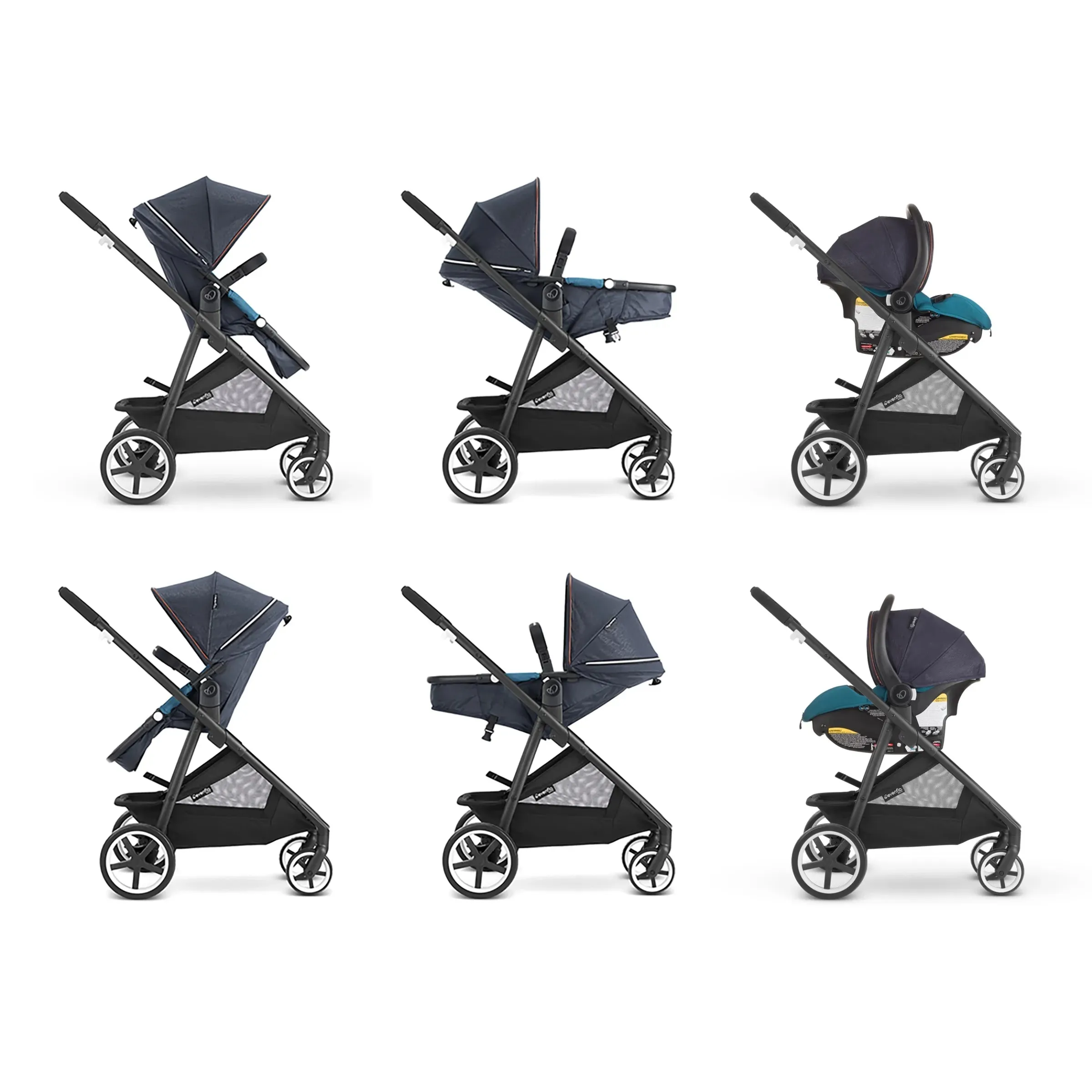 Gold Shyft Smart Modular Travel System w/ LiteMax Smart Infant Car Seat - Sapphire Blue