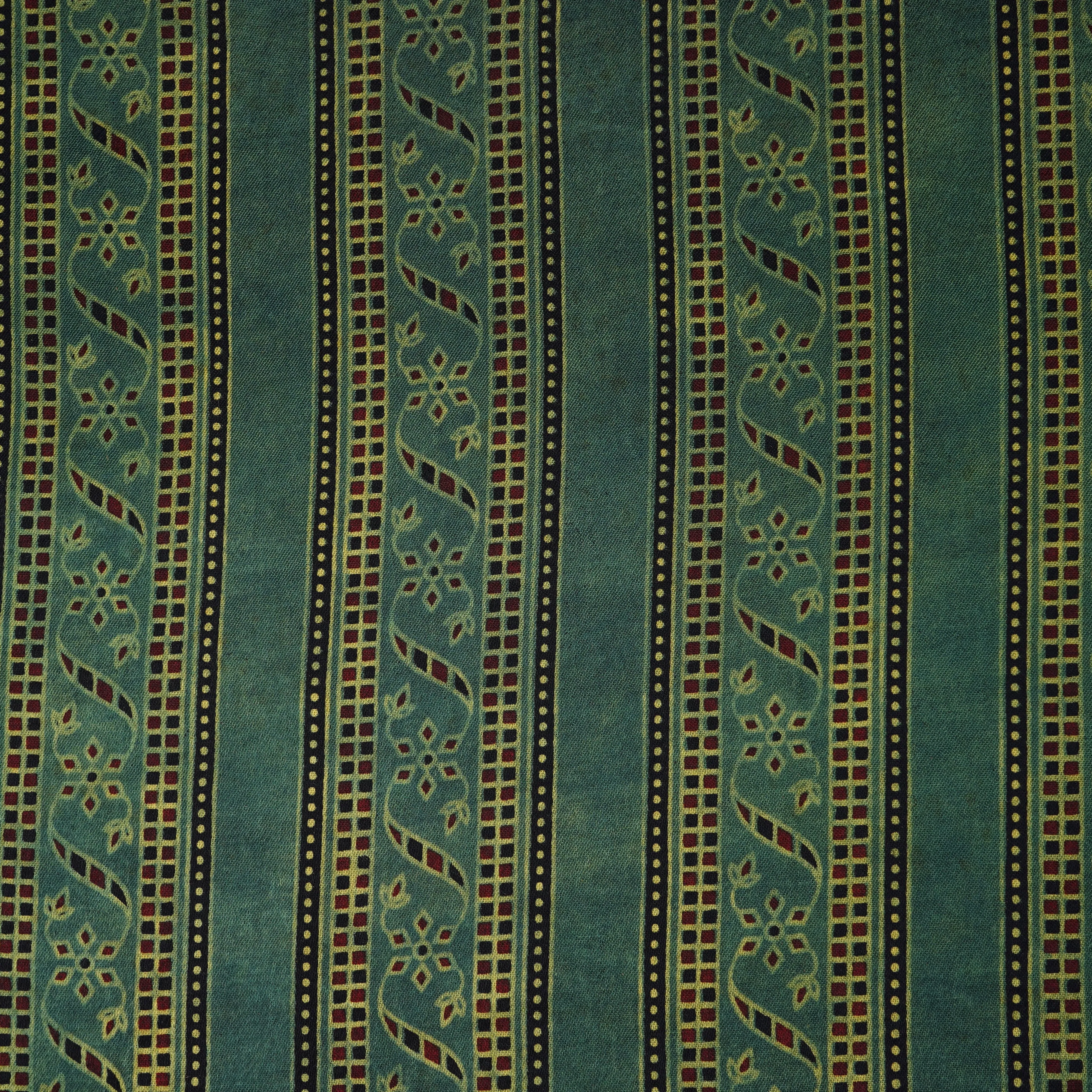 Green Ajrakh Print Mashru Silk Fabric 20803