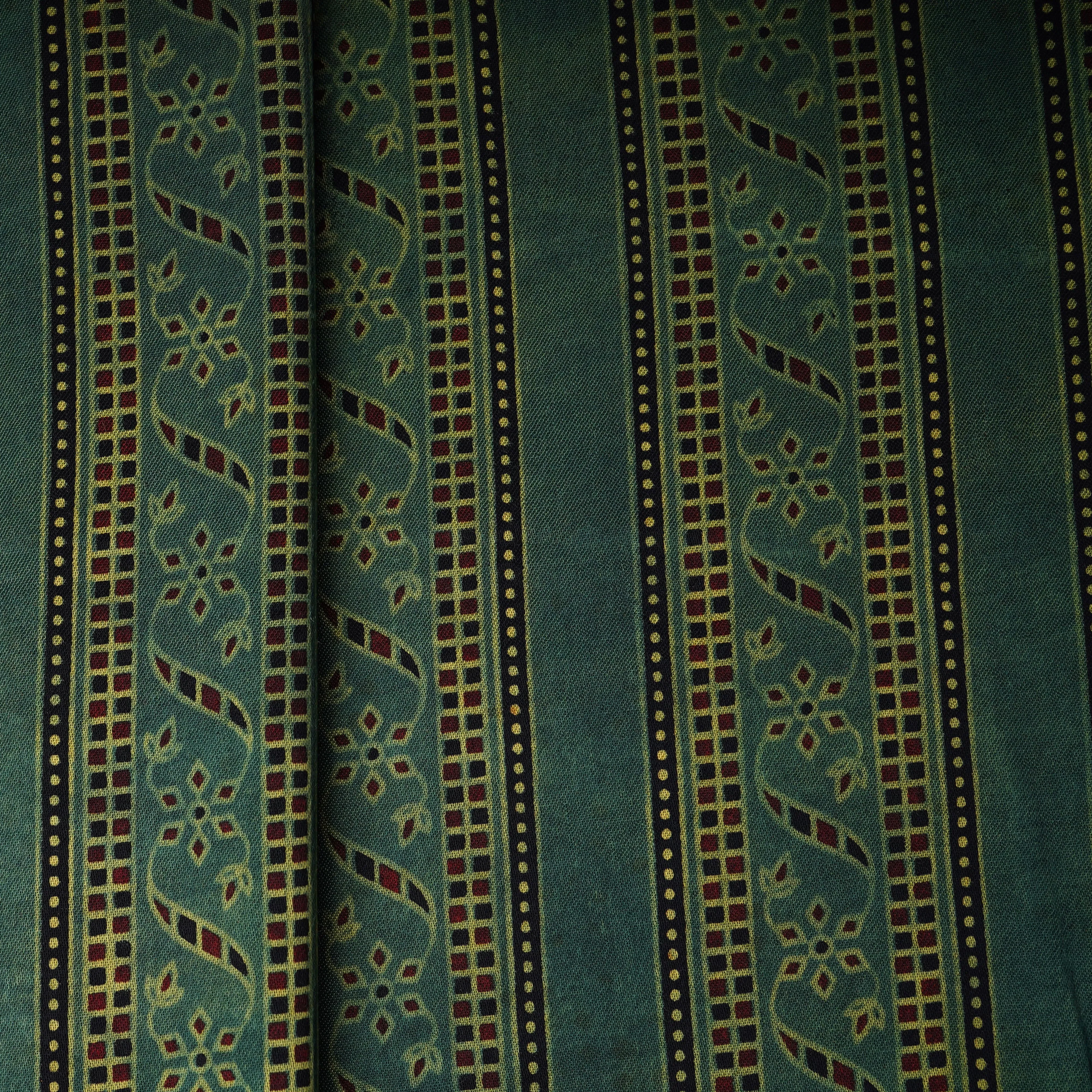 Green Ajrakh Print Mashru Silk Fabric 20803