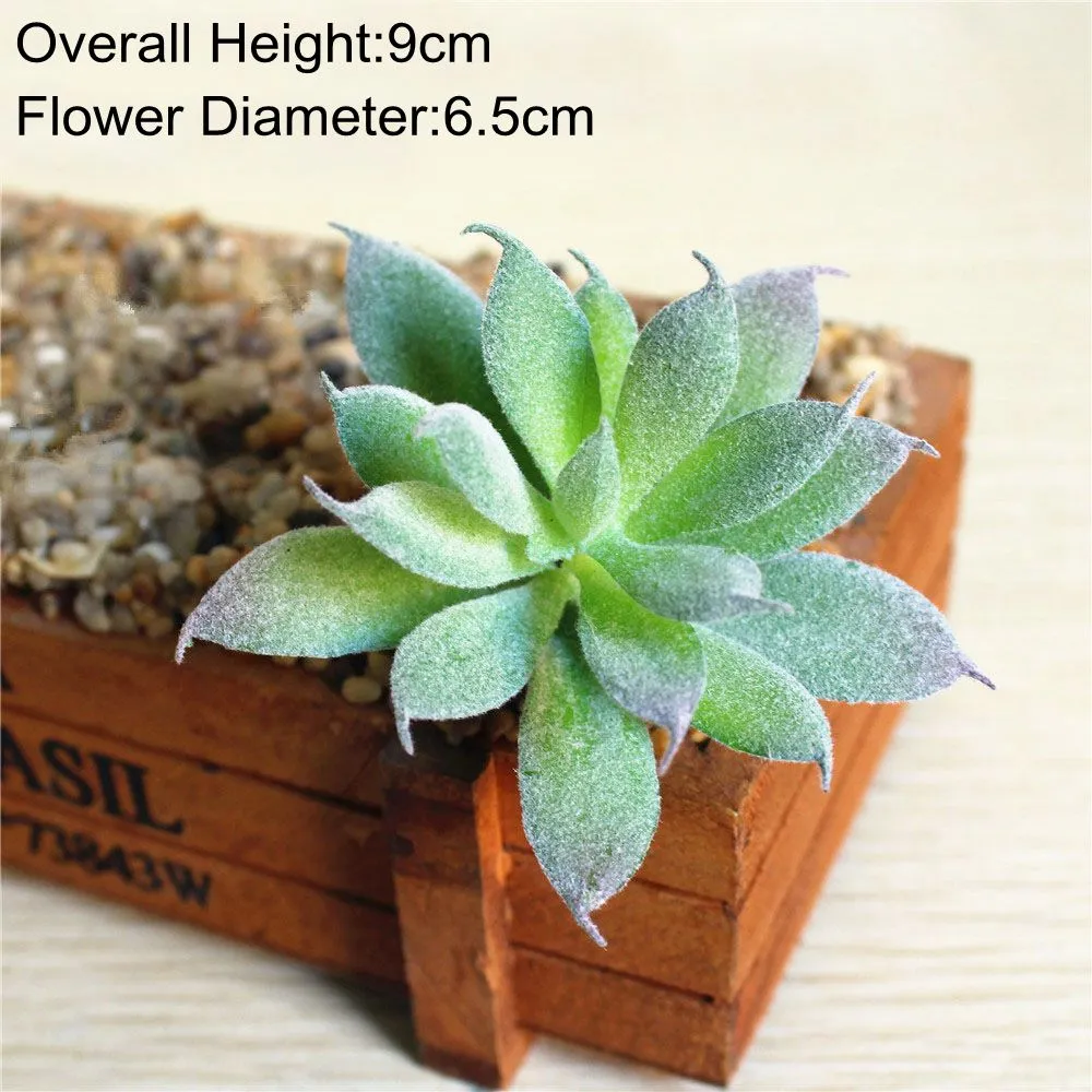 Green Flocking Artificial Succulents Plants Home Garden Decoration Flower Arrangement Bathroom Accessories Planta Artificial