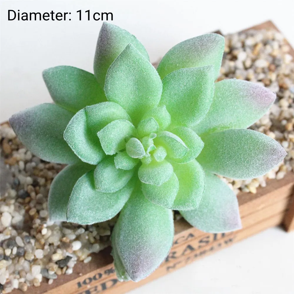 Green Flocking Artificial Succulents Plants Home Garden Decoration Flower Arrangement Bathroom Accessories Planta Artificial