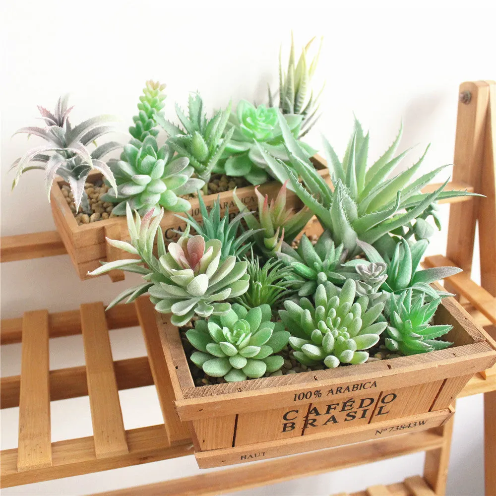Green Flocking Artificial Succulents Plants Home Garden Decoration Flower Arrangement Bathroom Accessories Planta Artificial