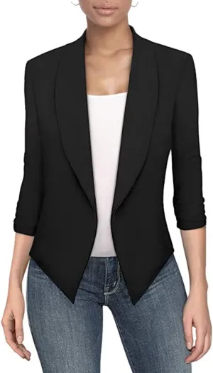 Hybrid & Company Versatile and Modern Women's Nylon Ponte De Roma Open Blazer Jacket
