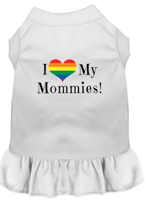 I Heart My Mommies Screen Print Dog Dress White Sm