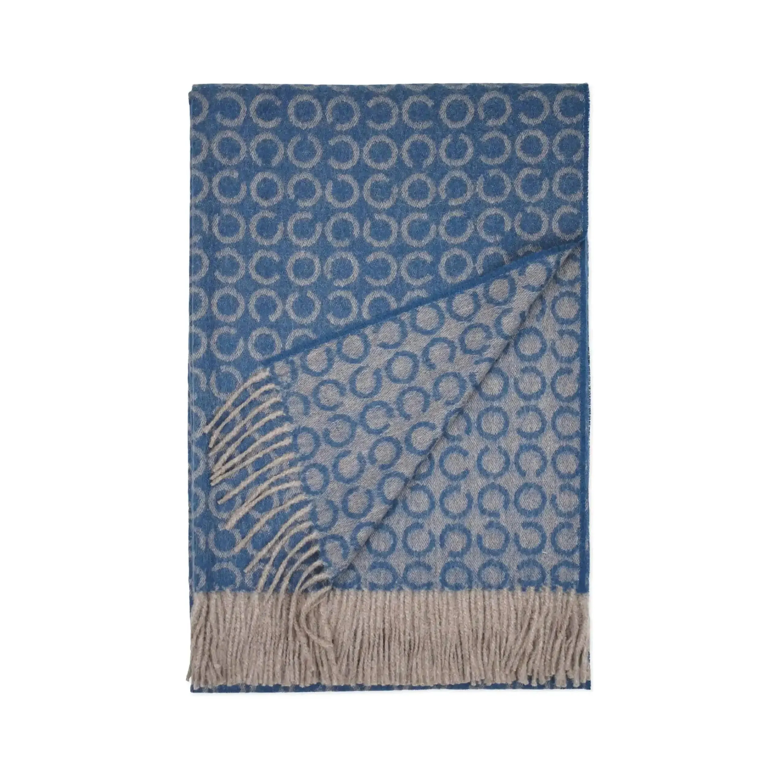 Indigo Blue and Grey 100% Baby Alpaca Wool Sidney Throw (200cm x 130cm)
