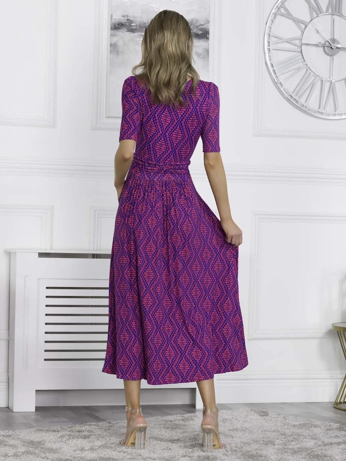 Jolie Moi Macara Animal Print Wrap Maxi Dress, Pink Geo