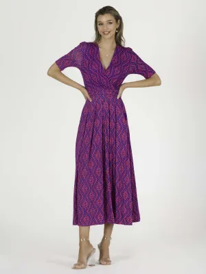 Jolie Moi Macara Animal Print Wrap Maxi Dress, Pink Geo