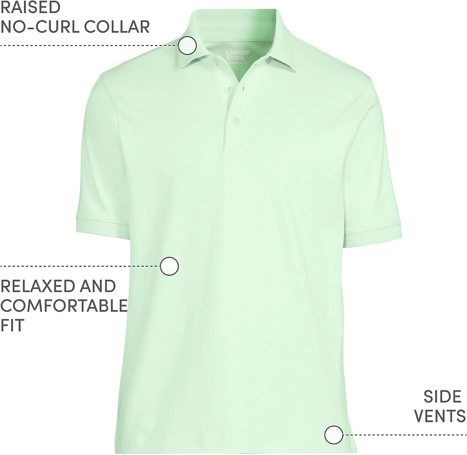 Lands' End Men's Short Sleeve American-Grown Supima Cotton Polo Shirt