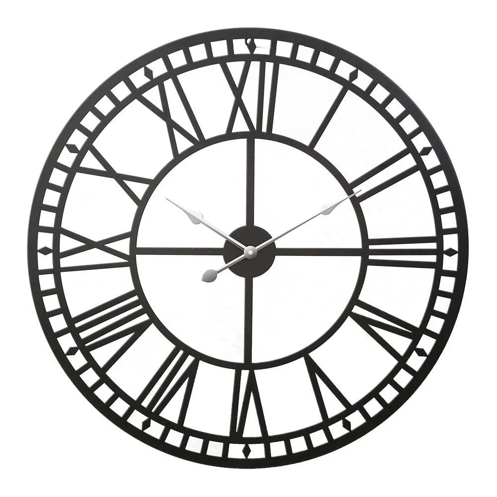 Large Metal Wall Clock, Clear Arabic Numerals, Black - Artiss