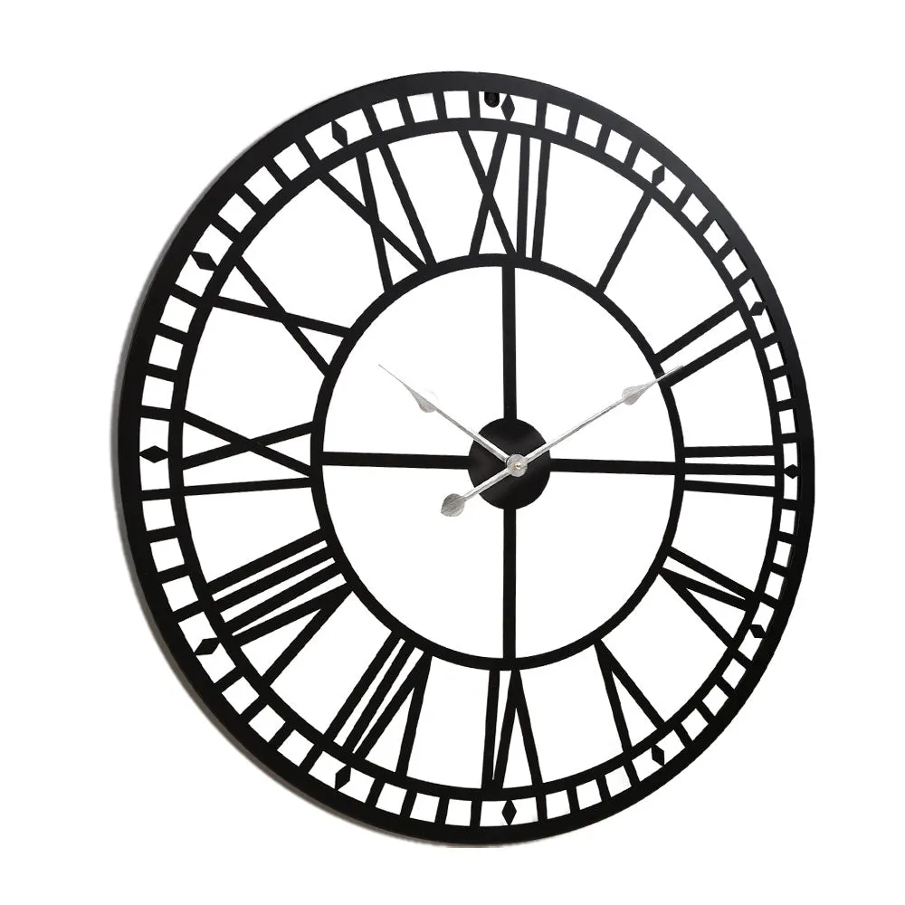 Large Metal Wall Clock, Clear Arabic Numerals, Black - Artiss