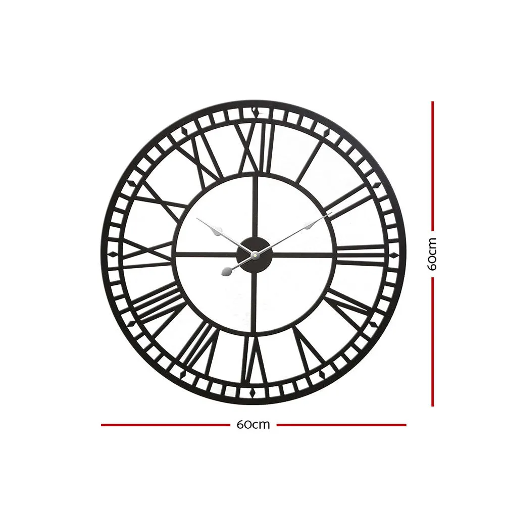 Large Metal Wall Clock, Clear Arabic Numerals, Black - Artiss