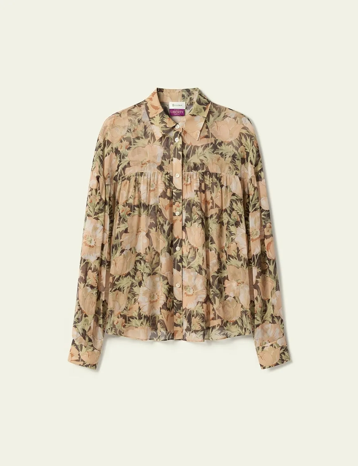 LilySilk  Liberty Womens Pure Silk Blouse Ladies Double-Layered Silk Shirt with Dolman Sleeves Fluid Chiffon Drape