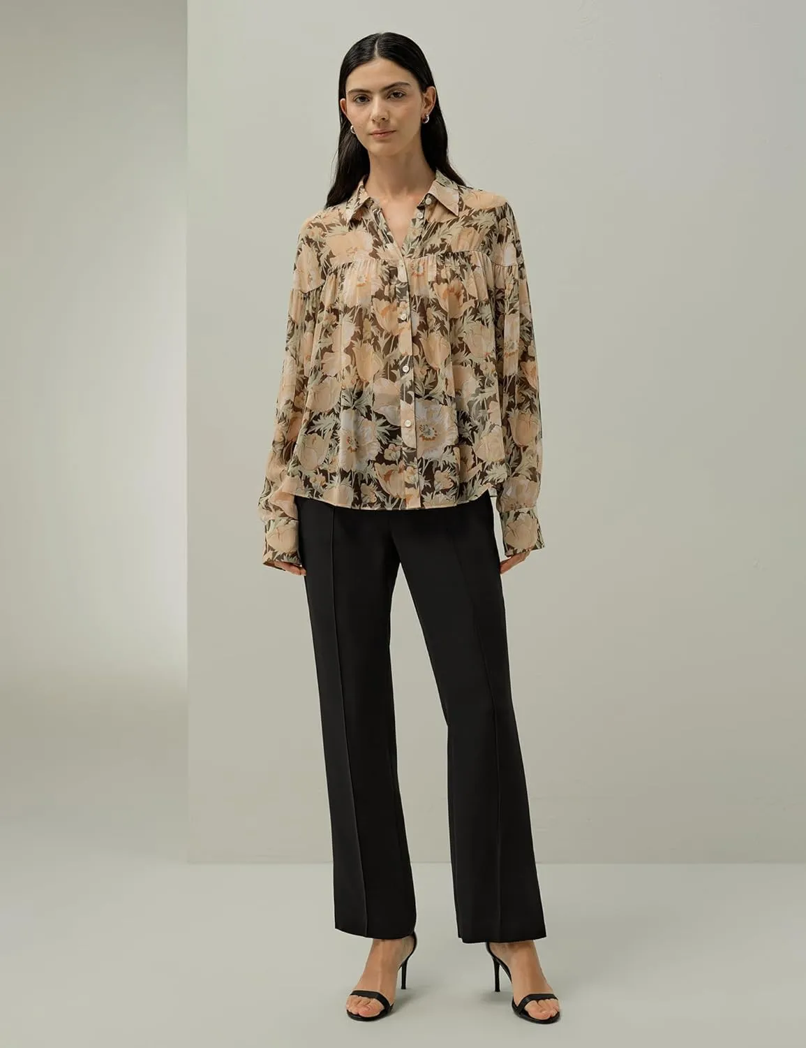LilySilk  Liberty Womens Pure Silk Blouse Ladies Double-Layered Silk Shirt with Dolman Sleeves Fluid Chiffon Drape