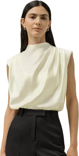LilySilk Womens Silk Blouse Ladies High Neck Top Pleated Design