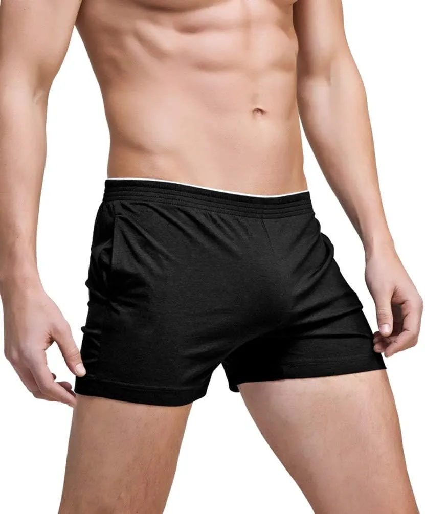 Linemoon Men's Solid Cotton Sleep Bottoms Fashion Simple Active Shorts