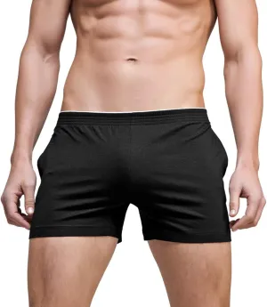 Linemoon Men's Solid Cotton Sleep Bottoms Fashion Simple Active Shorts