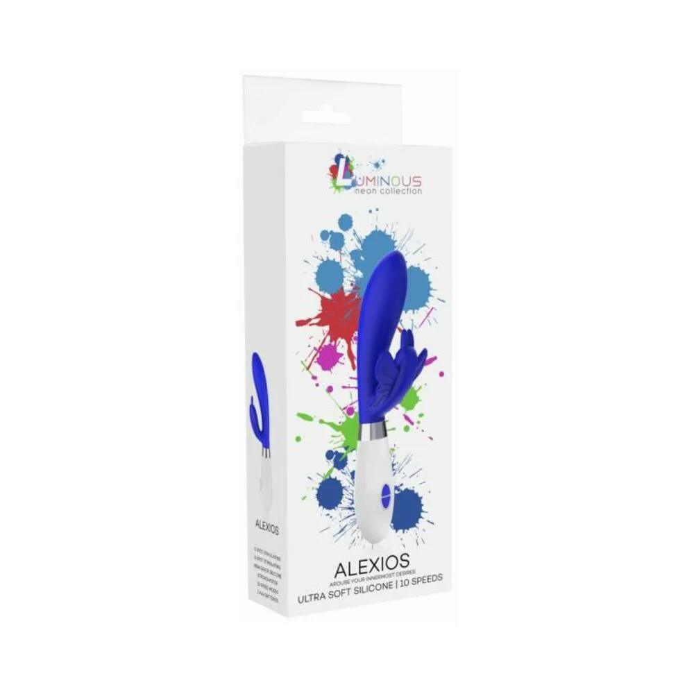 Luna Neon Alexios Ultra-soft Silicone Dual Stimulator Blue