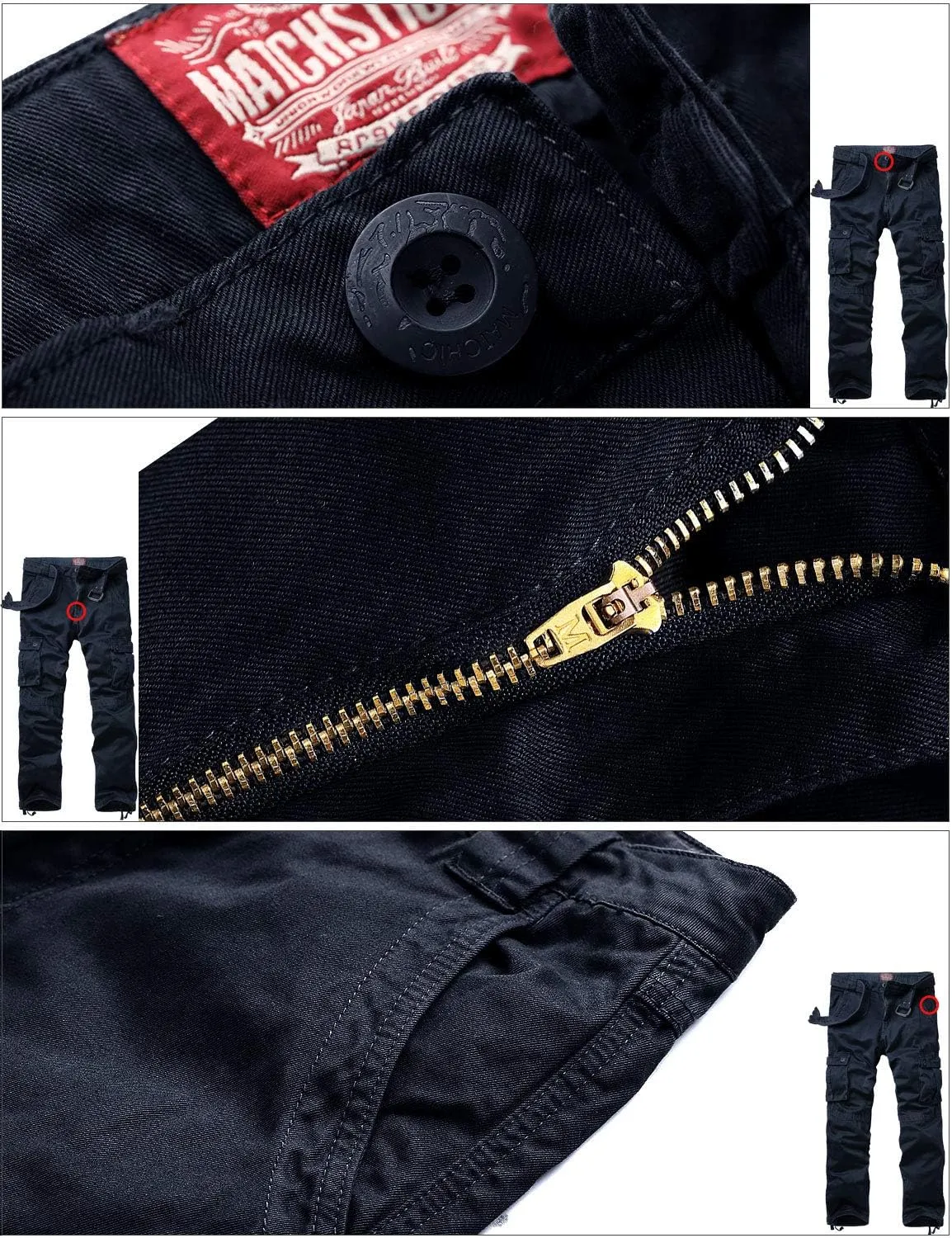 Match Men's Casual Wild Cargo Pants Outdoors Work Wear #6531