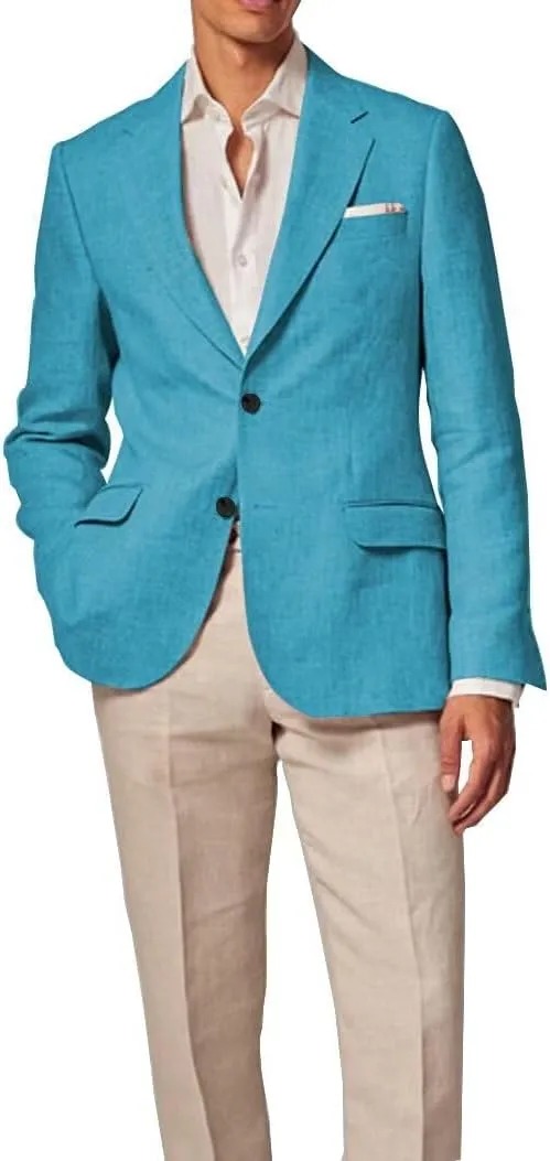 Mens Linen Blazer Regular Fit Sport Coat Men Summer Jacket Casual Wedding Suits for Men Fashion Business