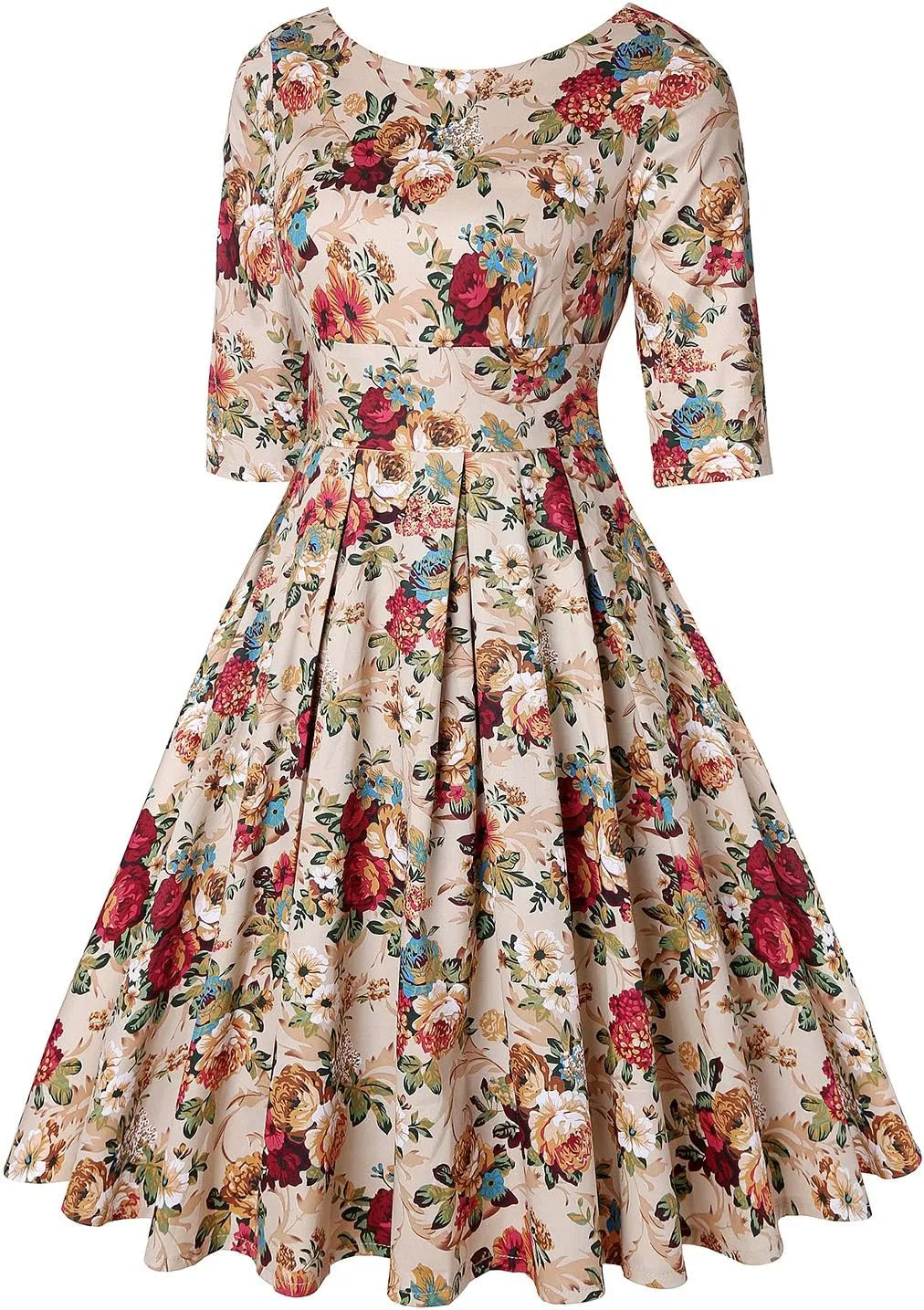 MINTLIMIT Women's 1950s Retro Vintage Cocktail Party 3/4 Sleeve Swing Dress