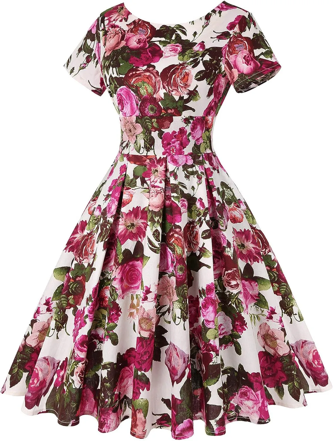 MINTLIMIT Women's 1950s Retro Vintage Rockabilly Short Sleeve Cocktail Party Swing Dress