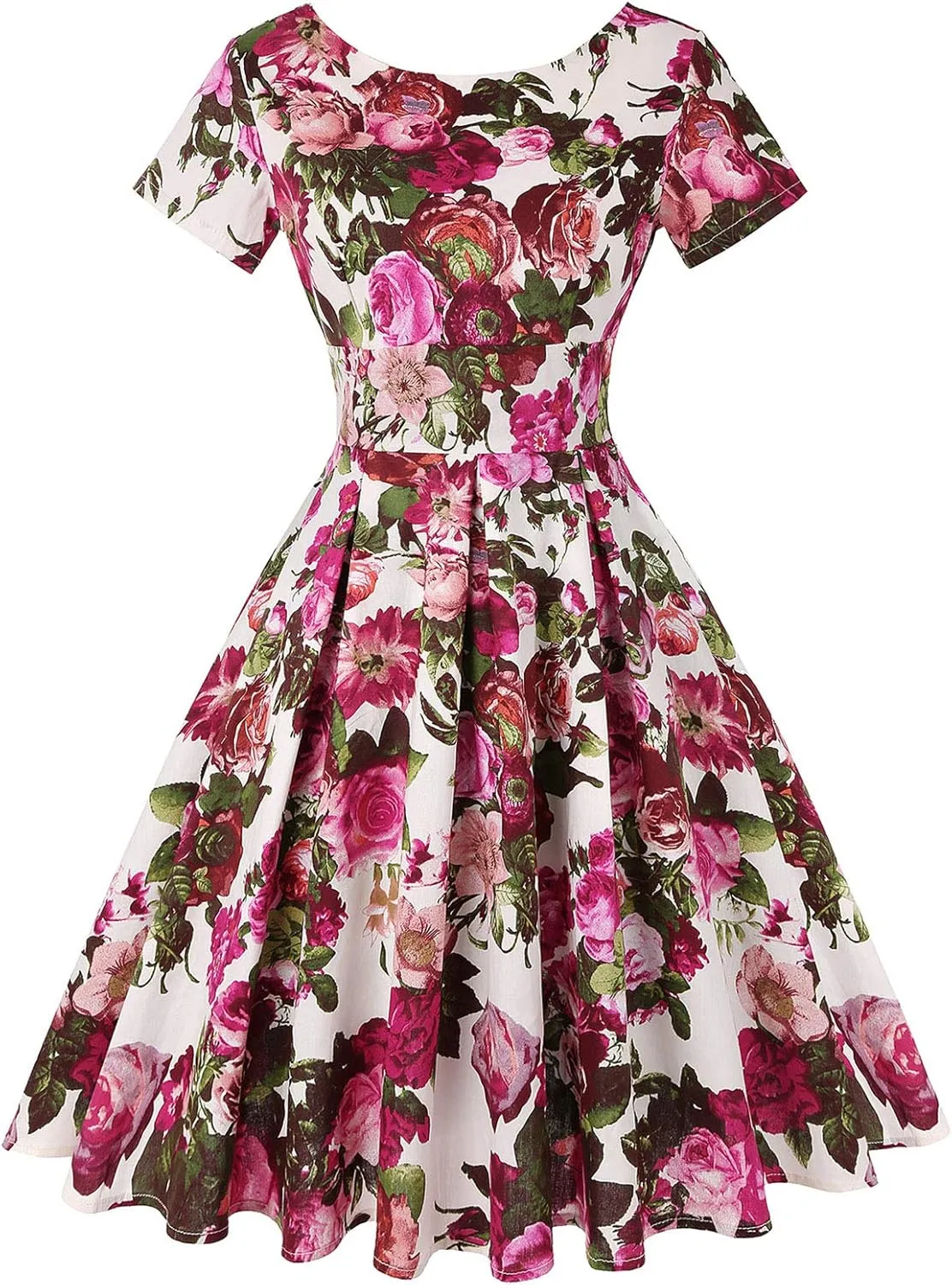 MINTLIMIT Women's 1950s Retro Vintage Rockabilly Short Sleeve Cocktail Party Swing Dress