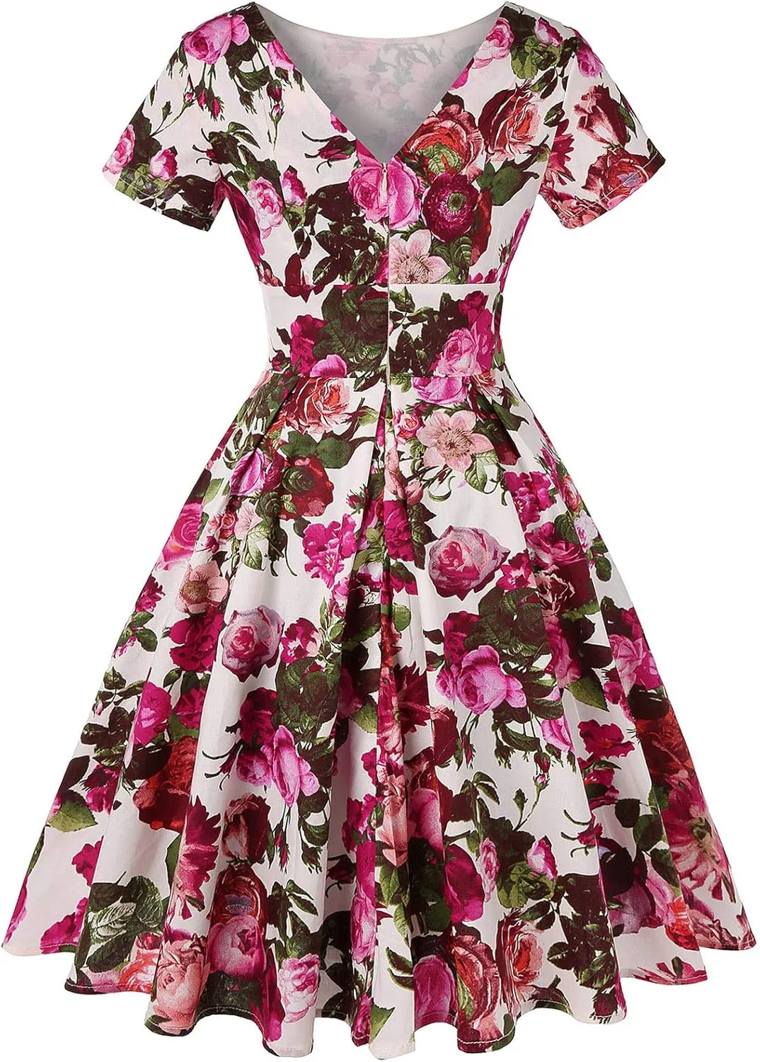 MINTLIMIT Women's 1950s Retro Vintage Rockabilly Short Sleeve Cocktail Party Swing Dress