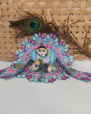 Multi kodhi design embroidery blue laddu gopal dress