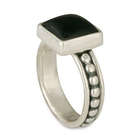 Onyx Square Beaded Ring