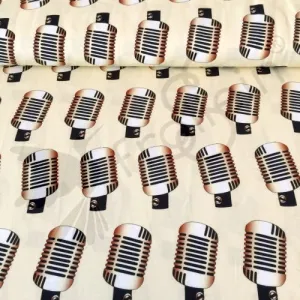 Organic Cotton Jersey - Microphones - Vanilla