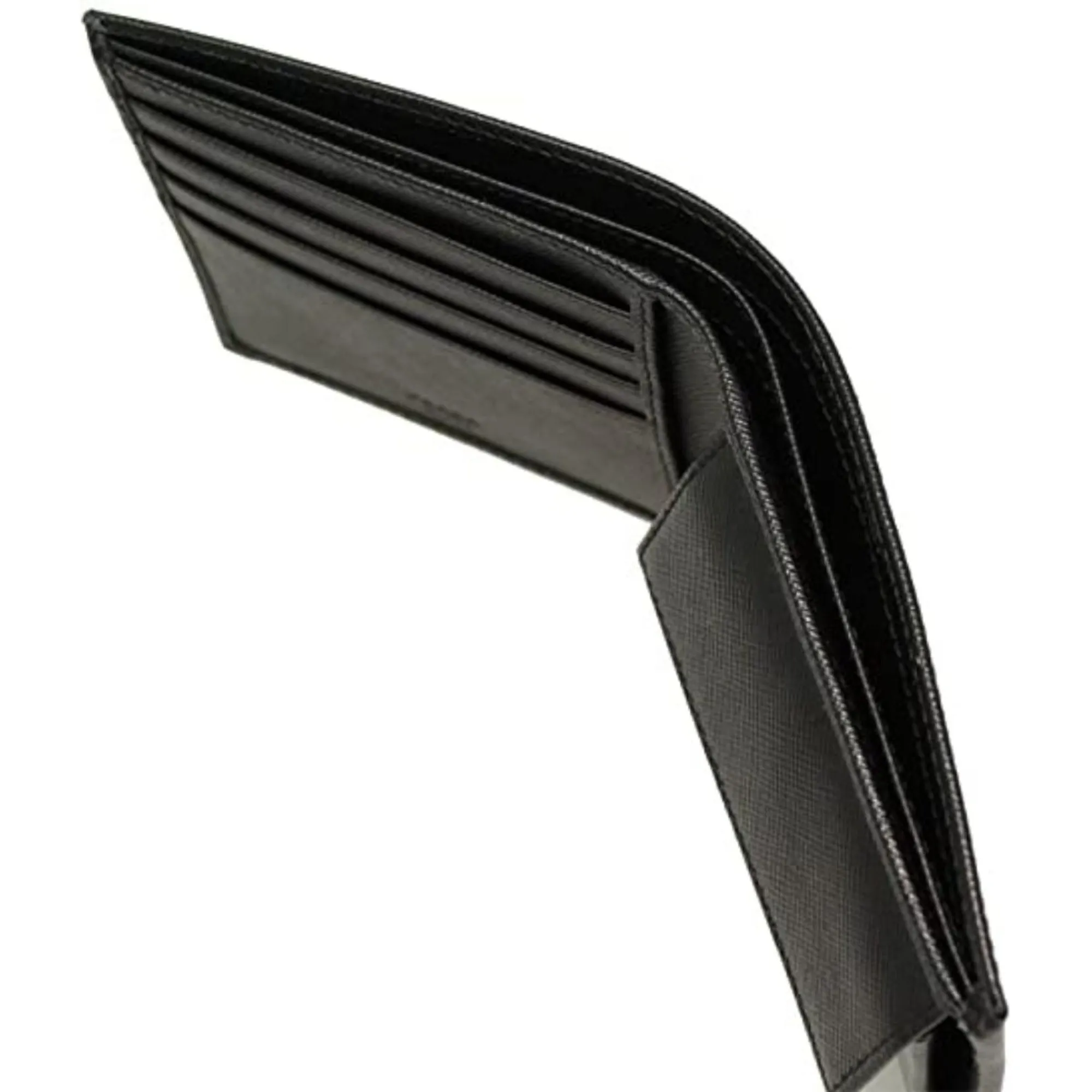 Prada Men's Black Saffiano Leather Logo Billfold Bifold Wallet
