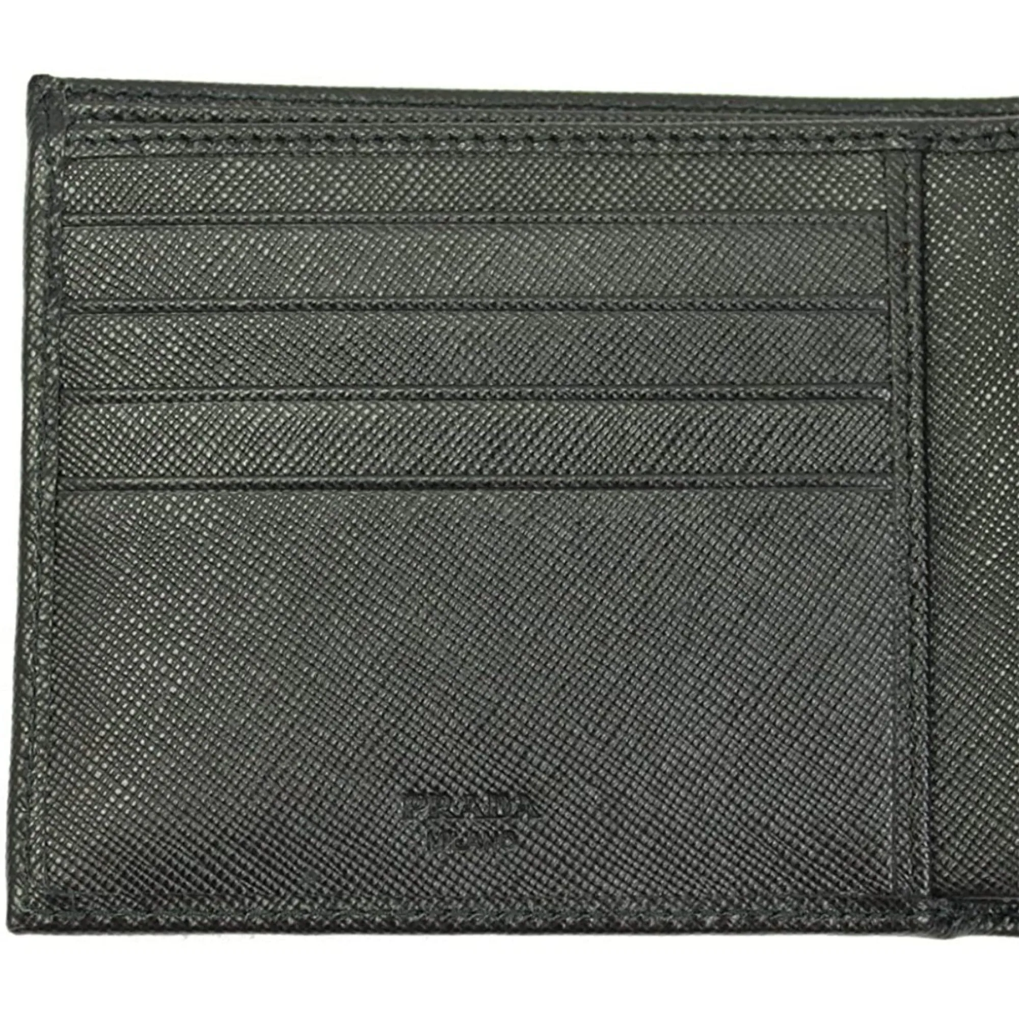 Prada Men's Black Saffiano Leather Logo Billfold Bifold Wallet