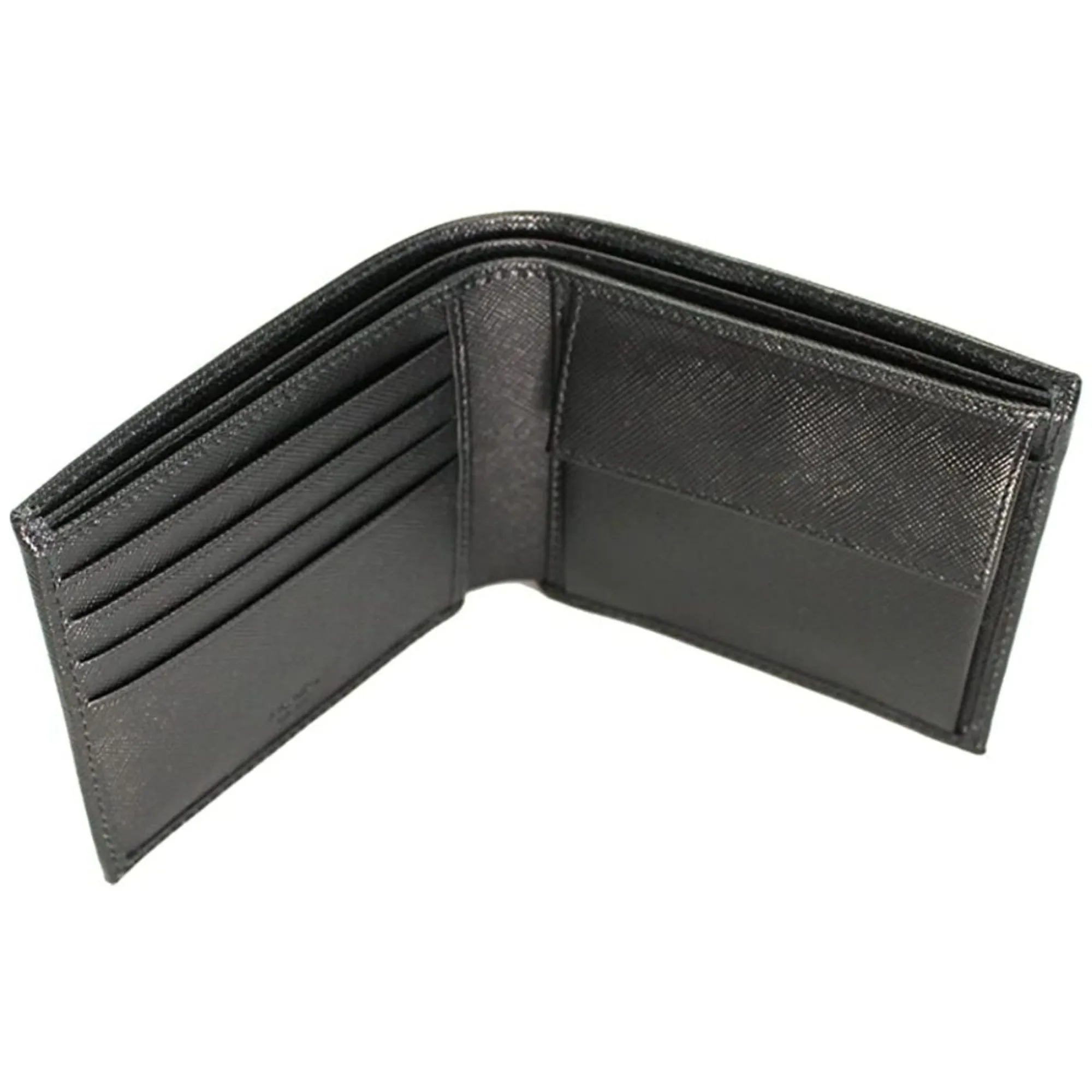 Prada Men's Black Saffiano Leather Logo Billfold Bifold Wallet
