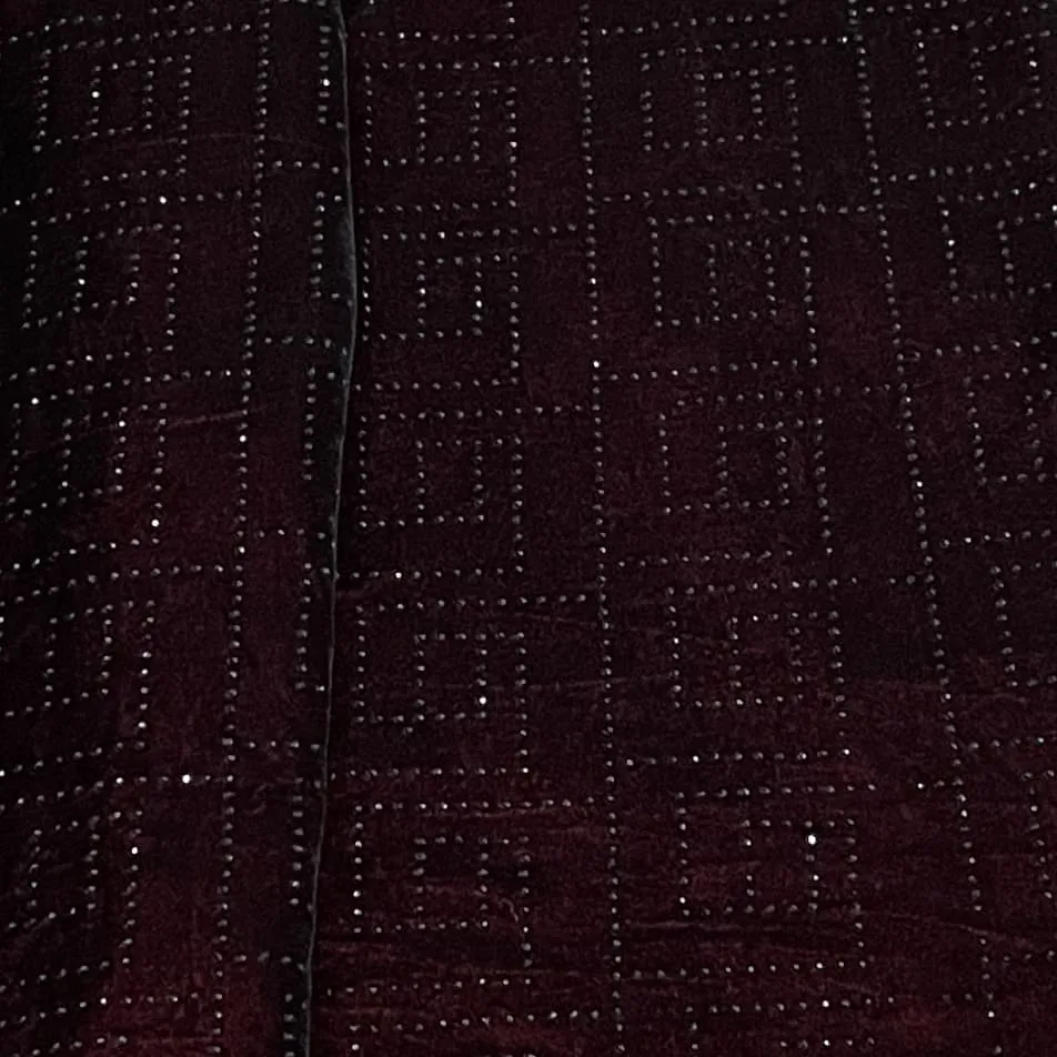 Premium Maroon Abstract Swarovski Embroidery Velvet Fabric