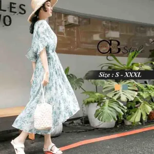 RUFFLE SLEEVE PRINTED DRESS