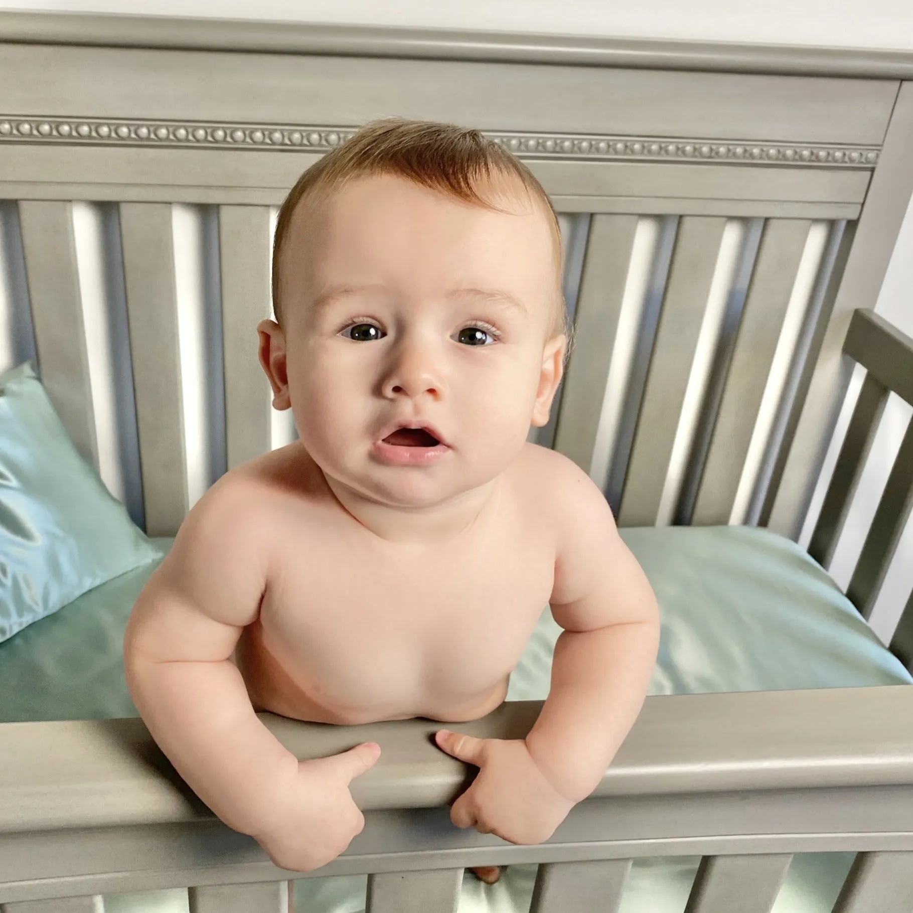 Silk Crib Fitted Sheet - Goodnight Green