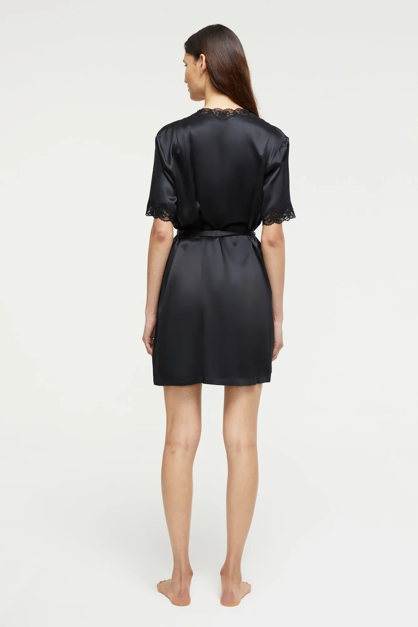 Silk Robe with Lace