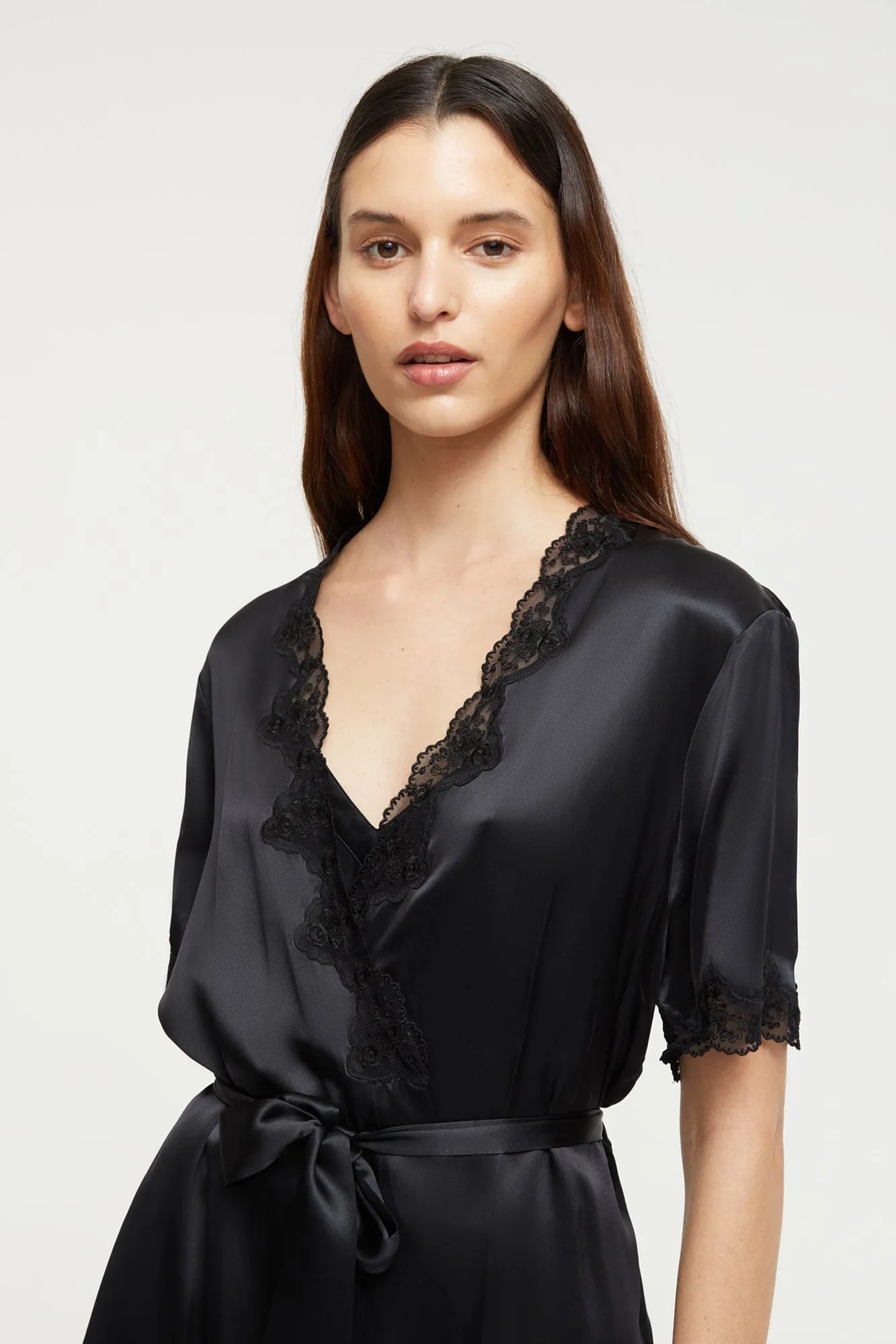 Silk Robe with Lace