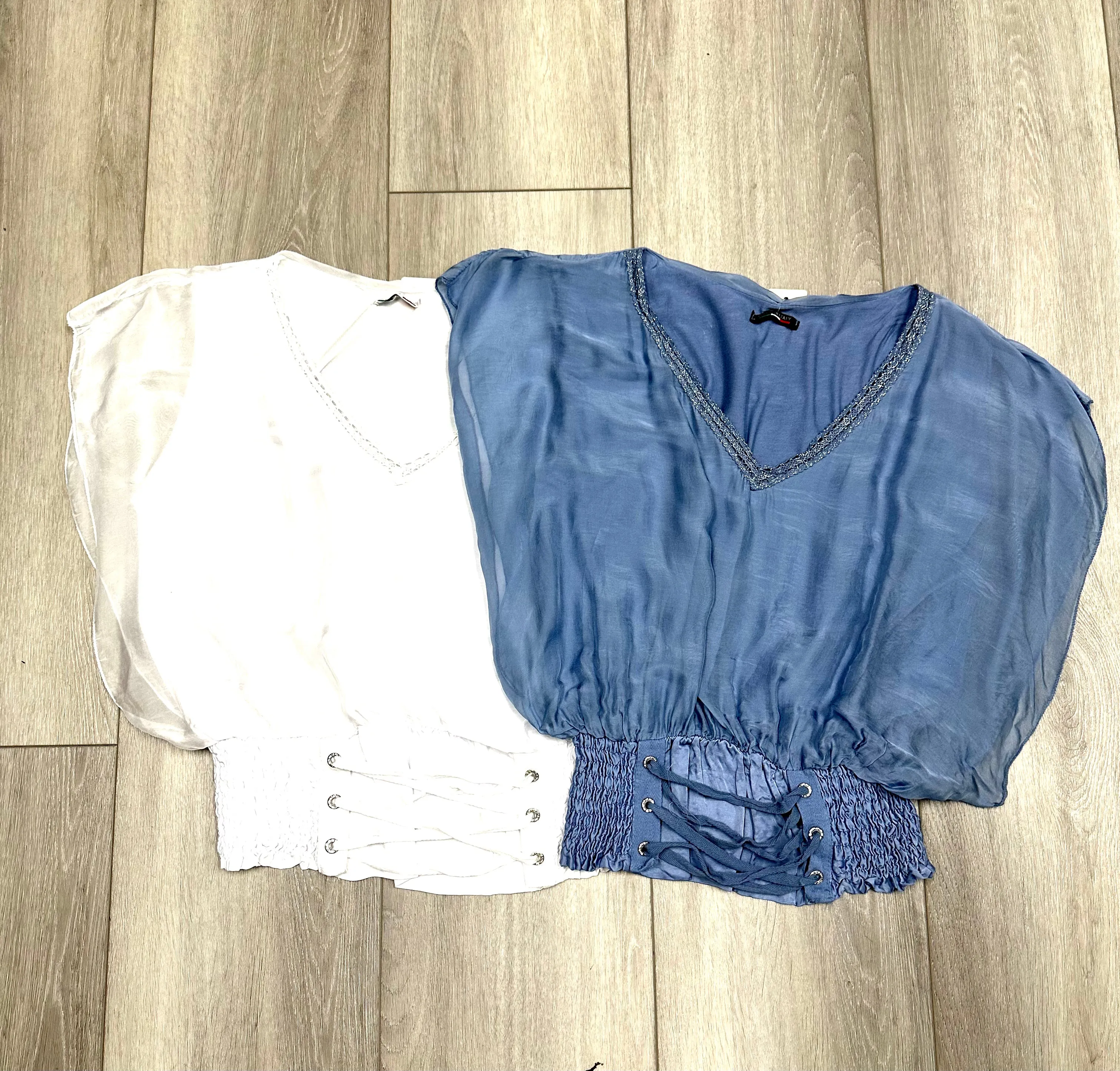 Smocked Waist Silk Top