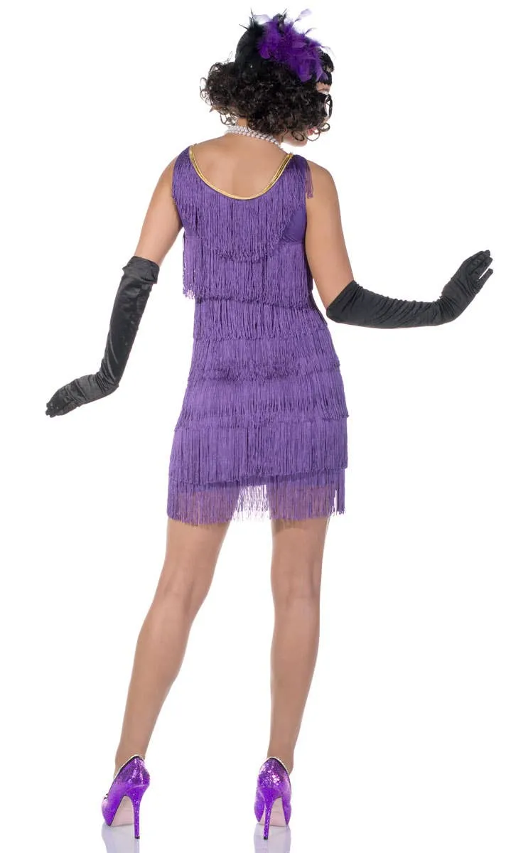 Speakeasy Womens Short Purple 1920s Flapper Dress Costume