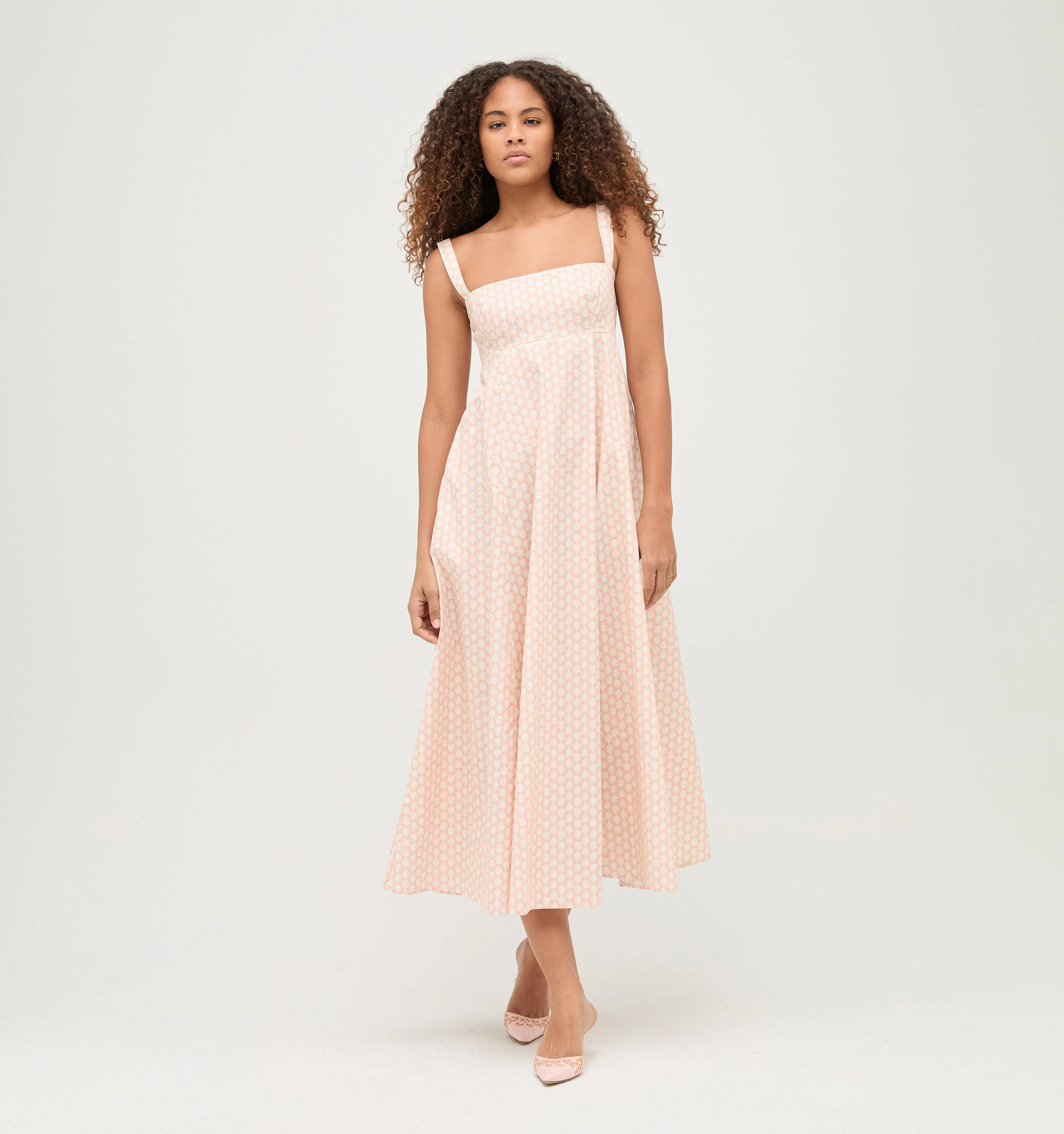The Rowena Dress - Coral Baroque Shell Cotton Sateen