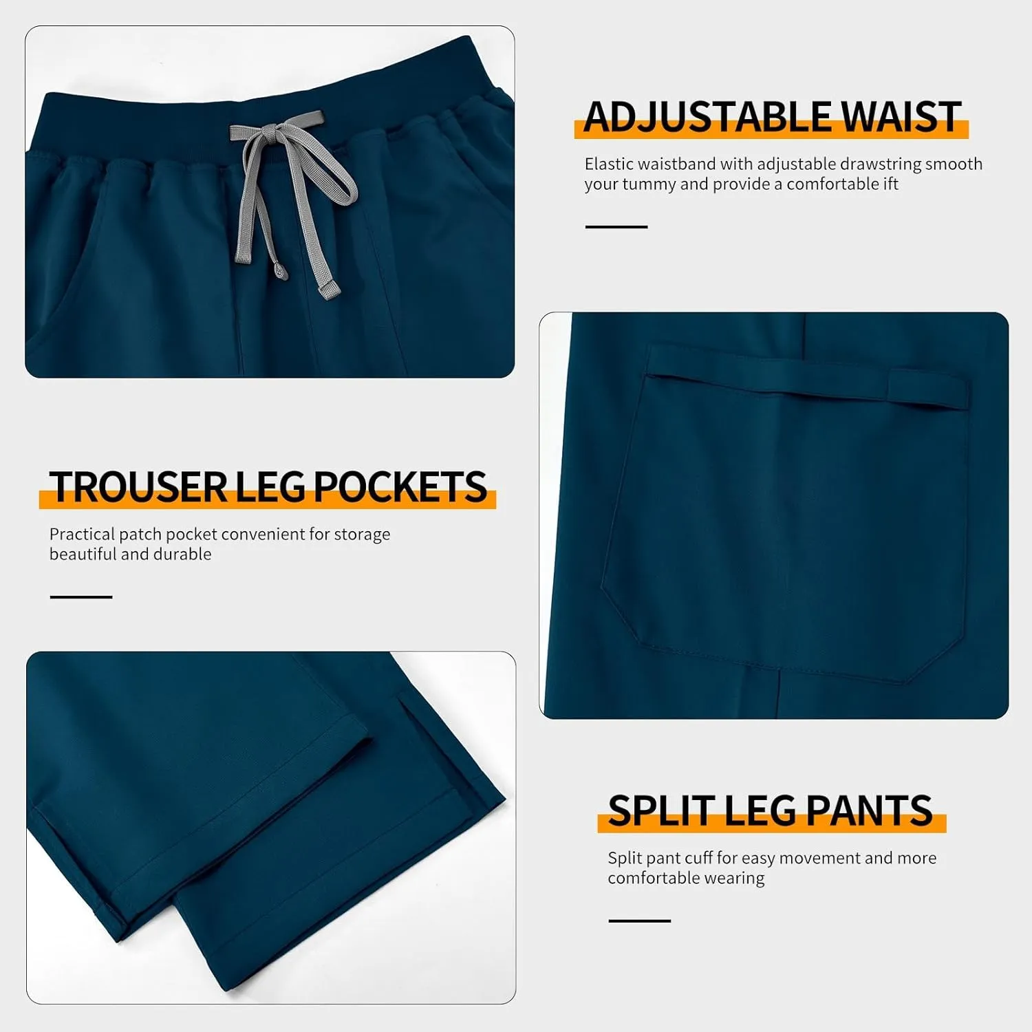 VIAOLI Scrubs Set for Women - Modern V-Neck Top & Tapered Leg Jogger Pants Multiple Pockets Nursing Uniforms