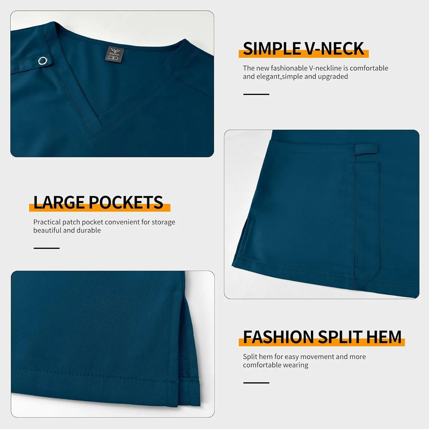 VIAOLI Scrubs Set for Women - Modern V-Neck Top & Tapered Leg Jogger Pants Multiple Pockets Nursing Uniforms