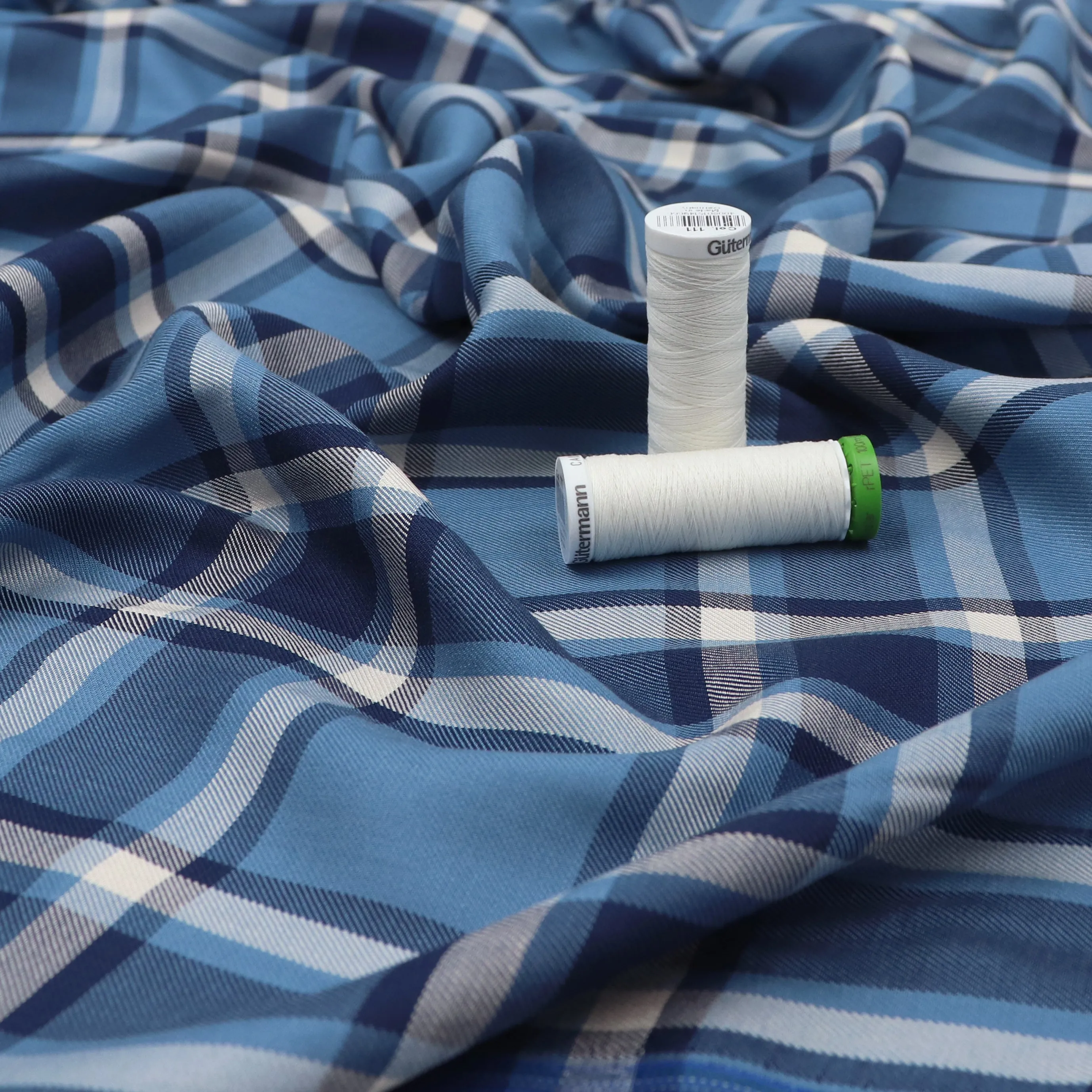 Viscose Twill - Yarn Dyed Check - Blue