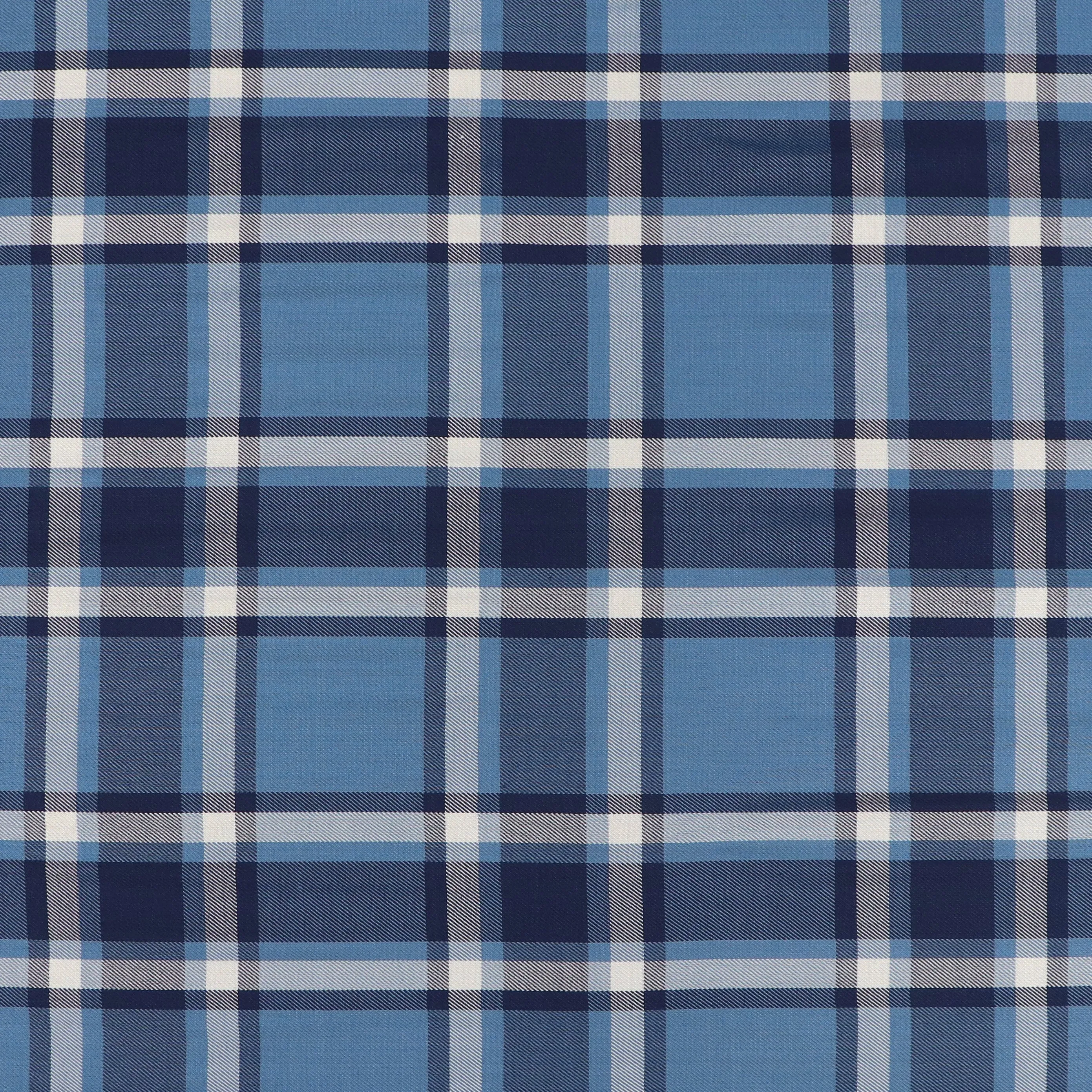 Viscose Twill - Yarn Dyed Check - Blue