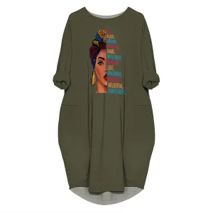 Women's Plus Size Dresses African Print Midi Dresses Long Loose Sundresses