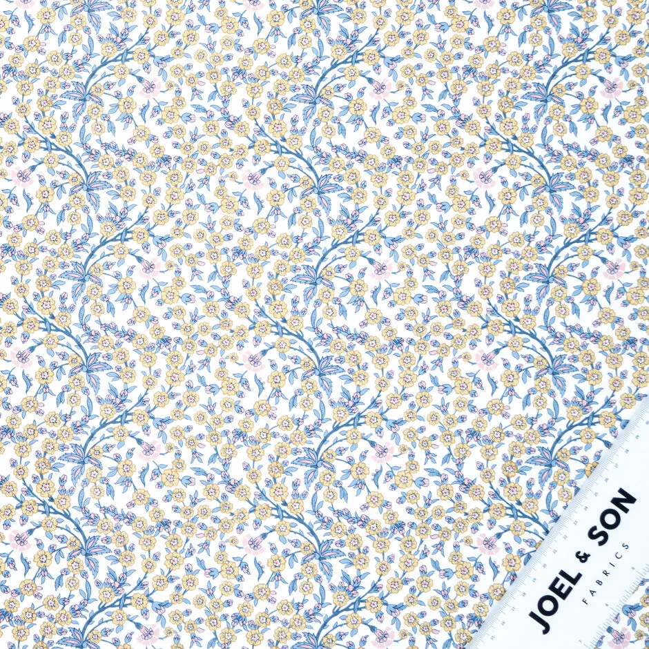 Yellow & Lavender Floral 'Empress' Liberty Cotton Tana Lawn