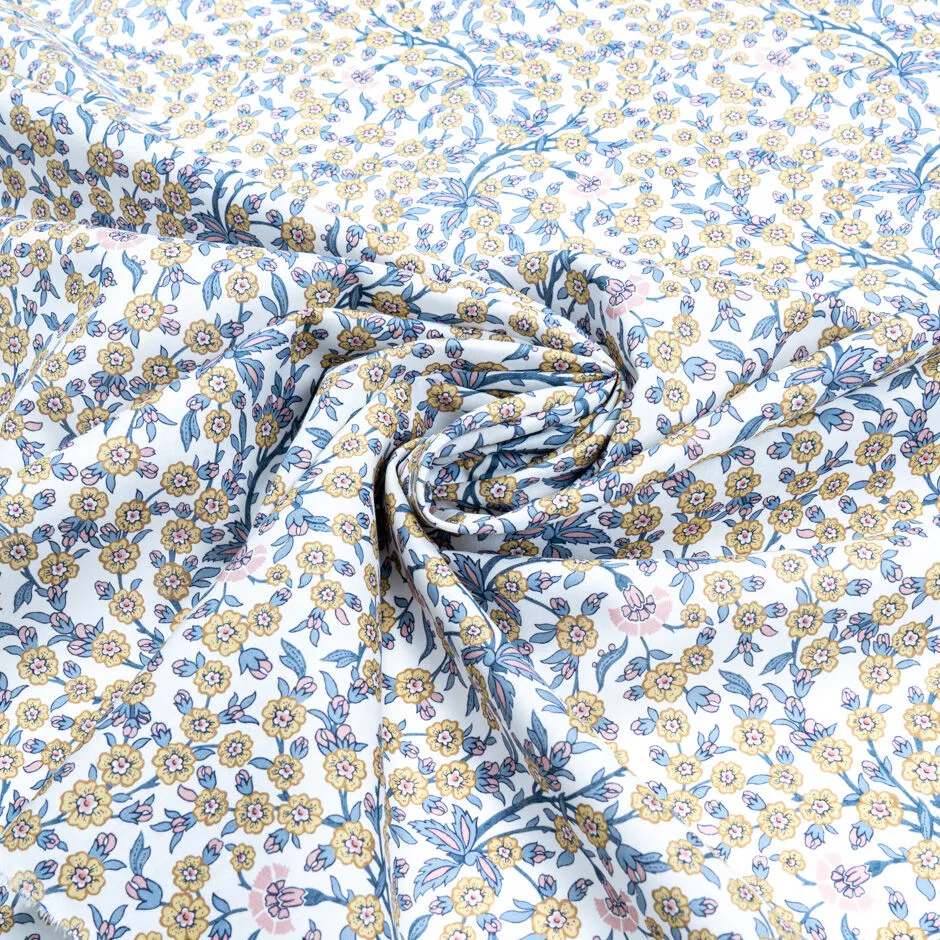 Yellow & Lavender Floral 'Empress' Liberty Cotton Tana Lawn